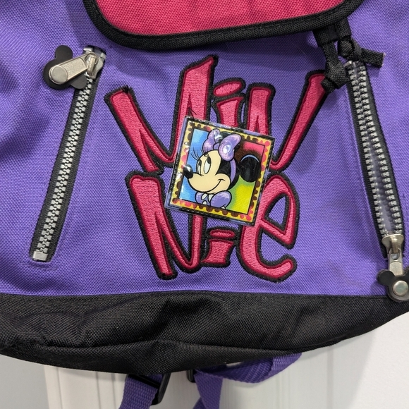 Vintage Walt Disney World Kids Canvas Purple Minnie Mouse Mini Bookbag - Picture 2 of 12